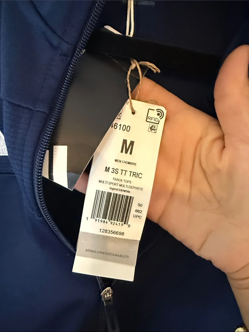 adidas Navy Track Jacket with White Stripes men’s medium zip up full zip